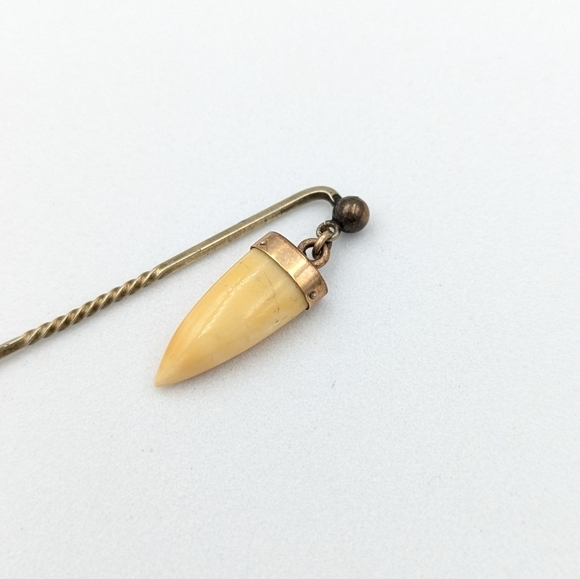 Antique Victorian 1800s British Raj Hunting Trophy Tooth Stick Pin Brooch - Picture 6 of 10